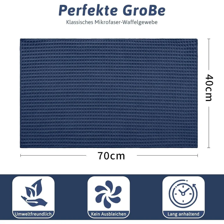 Moosfor Microfasertücher 4er-Set Küchentücher 40x70 cm Fusselfrei Marine Blau – Bild 6