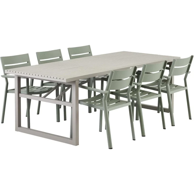 Gartenesstisch Vevi aus Aluminium, modern, beige, für 6–8 Personen, 230x95 cm – Bild 5