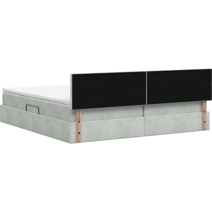 vidaXL LED-Speicherbett mit Matratze Hellgrau 200 x 200 cm Samt 3459210 – Bild 10