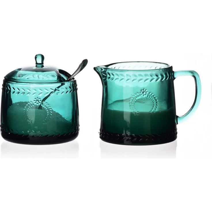 Konditorei-Set Glas ECILA DARK Ø 9 x h 7,3 cm Grün 2-teilig – Bild 2