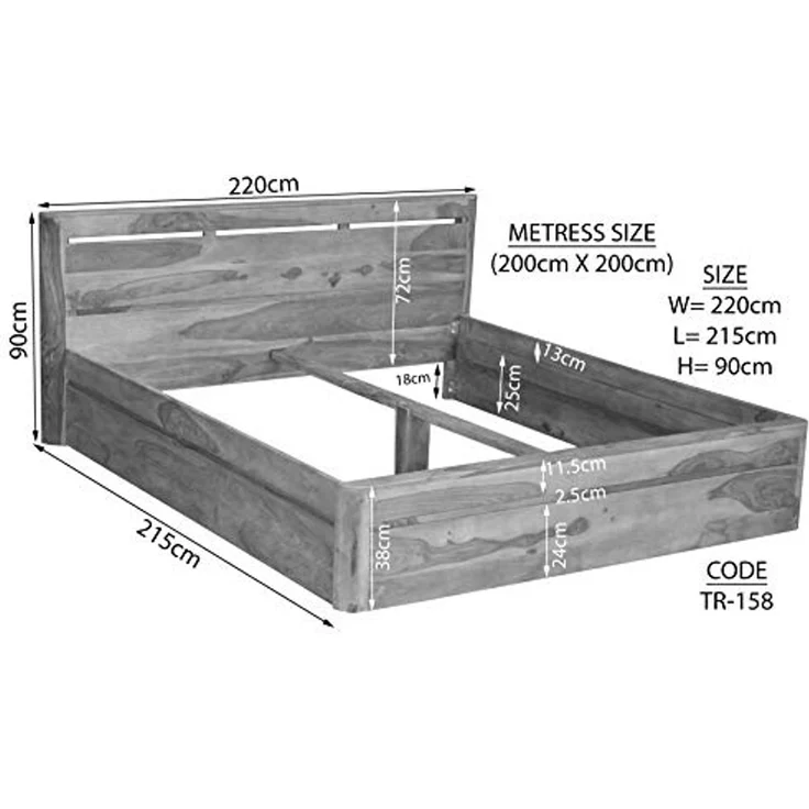 Bett Sheesham 200x200x90 smoked cherry gebeizt TORONTO #158 – Bild 6