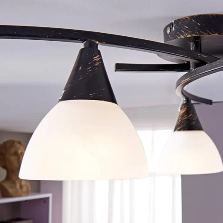 Lindby Deckenleuchten Della, Glas Schwarz IP20, 3 x 40 W – Bild 7