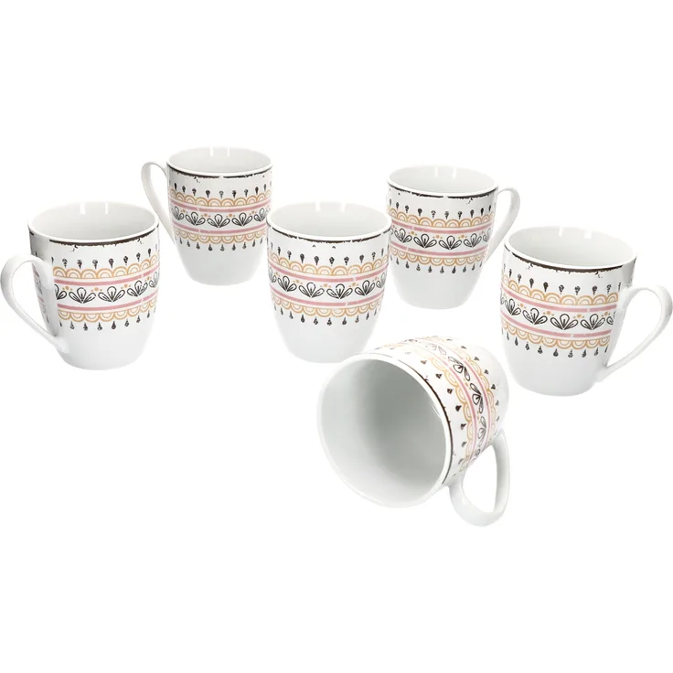 Van Well Viva 6tlg. Kaffeebecher-Set für 6 Personen Kaffeetasse Tasse XL edles Porzellan Becher