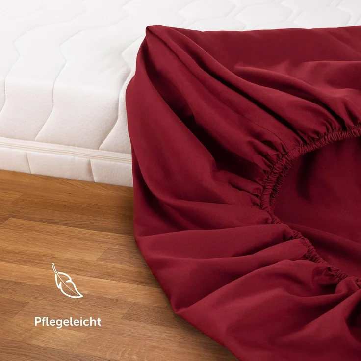 Blumtal® Spannbettlaken 80x200 2er Pack - Spannbettlaken Microfaser - Oekotex zertifiziertes Bettlaken 80x200 cm - Spannbettlaken 80x200 cm 2er Pack - Spannbettücher 80x200 cm - Aurora Red - Rot – Bild 5