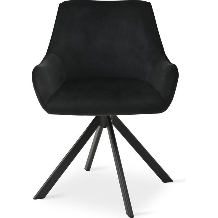 GOEURVANT 1178 Esszimmerstühle 6er-Set mit Armlehnen, 360° Drehbar, Samt - Schwarz – Bild 5