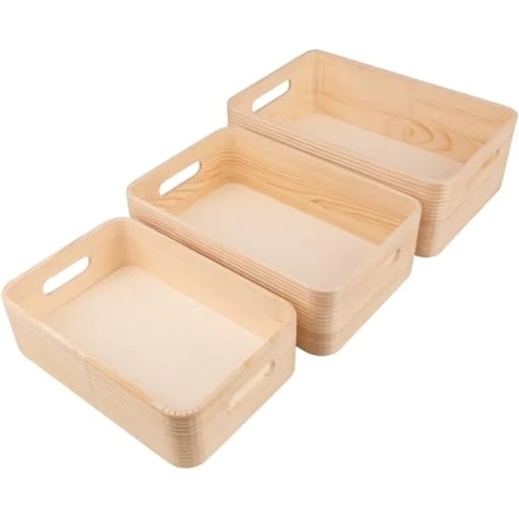 Holz Kisten Set, FSC 100%, 30x20x10+27x18x8,5+24x16x7cm, 3tlg, natur – Bild 2