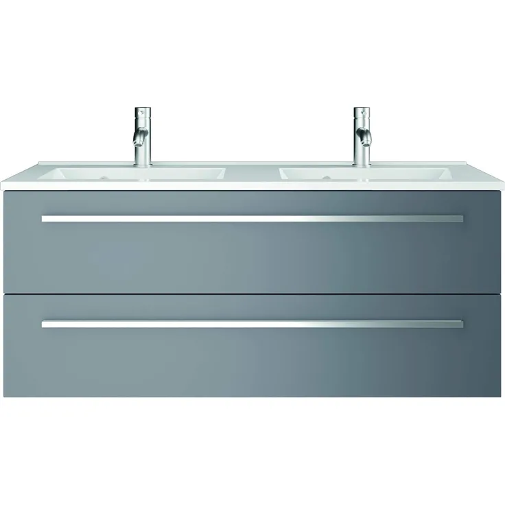 Sieper I Waschtischunterschrank 120x50 cm mit Doppelwaschtisch, Libato Badmöbel, Badezimmerunterschrank I Arktisgrau
