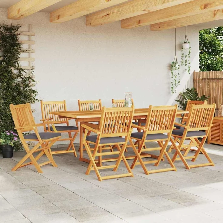 vidaXL Klappstuhl 8 pcs Grau 49 x 57,5 x 92 cm Massivholz Akazie 3329132 – Bild 2
