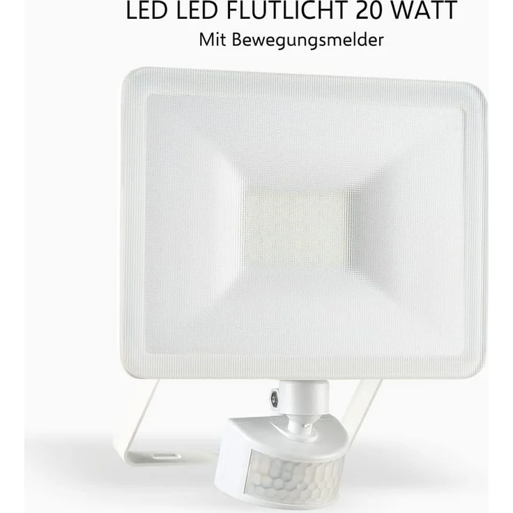 LED Flutlichtstrahler mit Bewegungsmelder Weiß, 20 Watt, IP54 – Bild 2