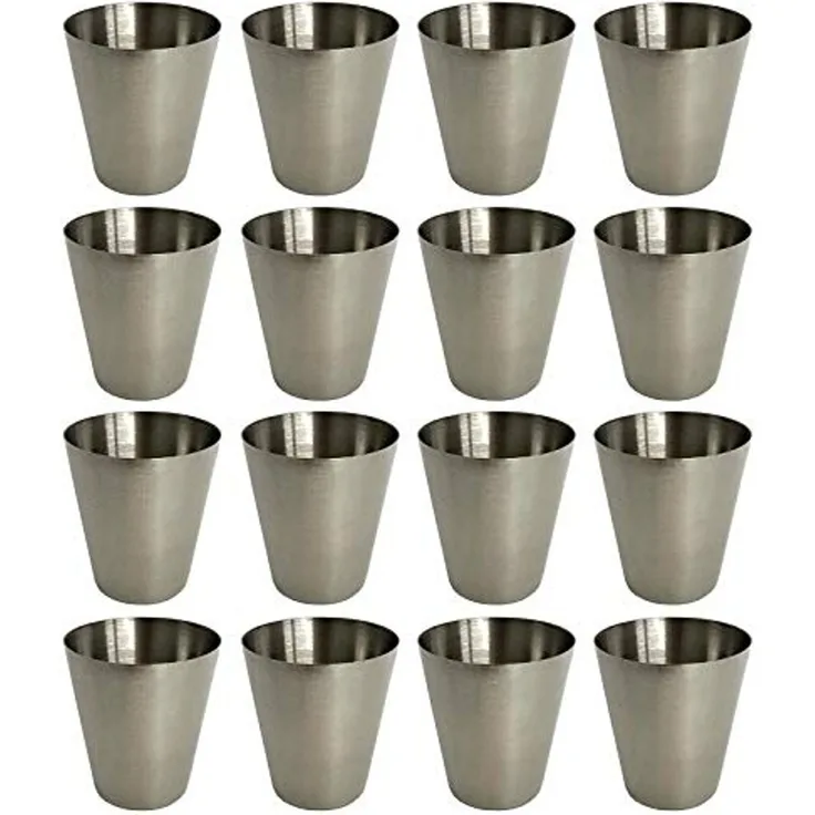 HAC24 Schnapsglas Schnapsgläser Pinnchen Shotgläser Shot Glas Stamper Schnaps-Becher, 16-tlg, Edelstahl, 2cl oder 4cl
