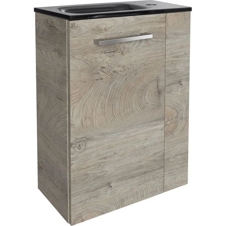 Fackelmann SBC STANFORD Gäste WC Set 2-teilig 45 cm, Braun hell, links, Glas Anthrazit