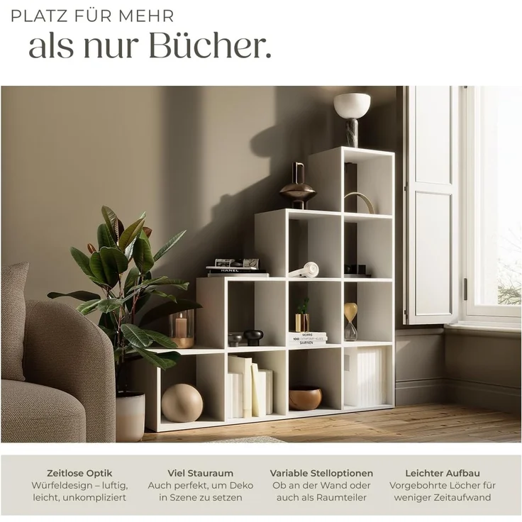 tectake Bücherregal Talisa, Einzelstück, praktisches Würfeldesign – Bild 6