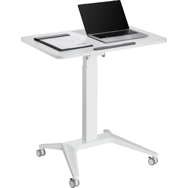 Maclean MC-453 Mobiler Laptop-Schreibtisch mit Pneumatischer Höhenverstellung Laptoptisch mit Rollen, 80x52 cm, max. 8 kg, Höhenverstellbar max. 109 cm (Weiß) – Bild 1