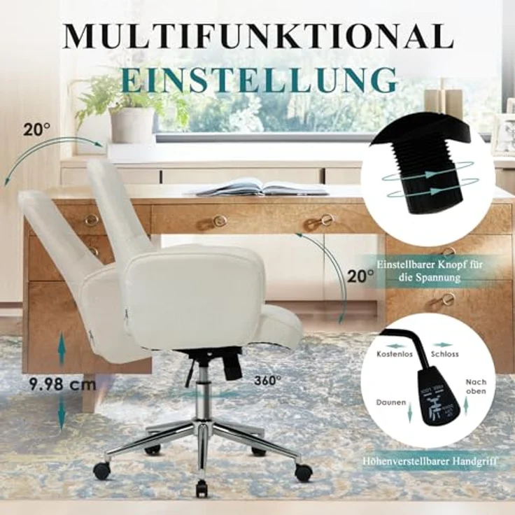 COLAMY High Back Shell-förmigen Bürostuhl, Moderne ergonomische Home Computer Schreibtischstuhl mit Einstellbarer Höhe, Swivel Rolling Lounge Task Chair für Erwachsene Arbeiten/entspannen, Beige – Bild 7