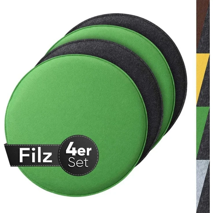 Loco Bird Stuhlkissen 4er Set rund aus Filz Ø 36cm, Stuhlkissen für Schalenstuhl: bequeme Sitzauflage für Bank / Stuhl – Bild 5