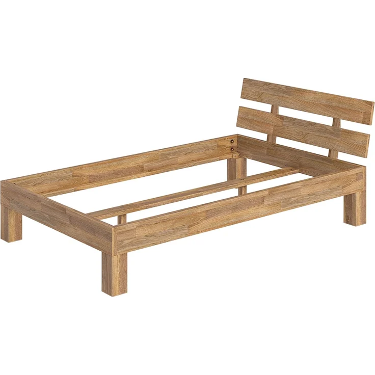 skølm 'Floki' Bett 120x200 cm, Bettgestell, natur geölt, Massivholzbett aus Eiche, Doppelbett mit Bettkopf, geeignet als Einzelbett – Bild 2