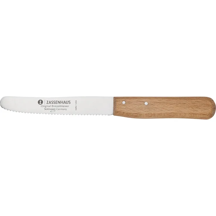 Brotzeitmesser mit Wellenschliff, Buche