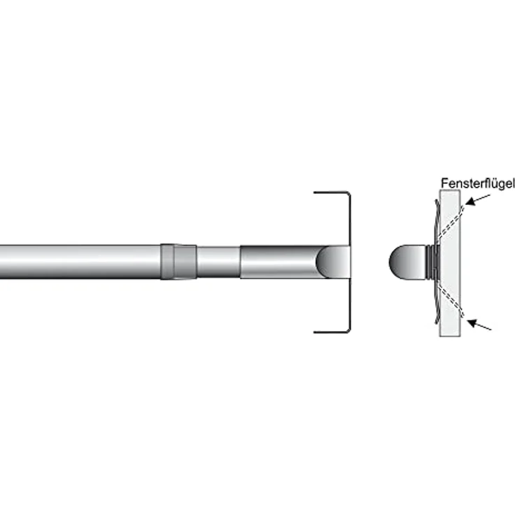 Liedeco Scheibenstange, Ø 12 mm, 1-läufig, ausziehbar, ohne Bohren, geklemmt, Kunststoff, Metall – Bild 2