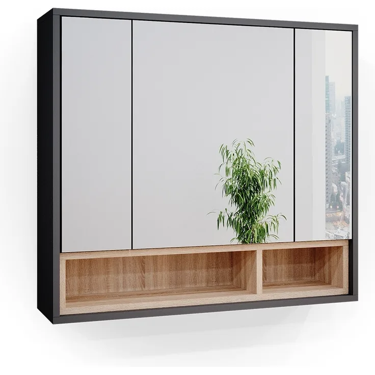 Badspiegelschrank Beatrice Anthrazit 80 x 72 cm Vicco