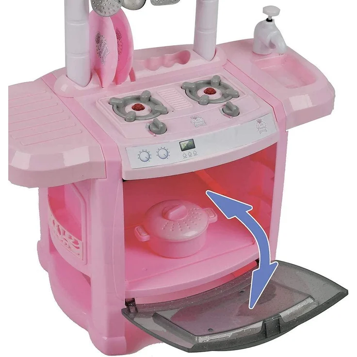 Hauck Spielküche Princess, inkl. 22teiliges Zubehör, 2 Herdplatten mit Licht und Sound, Wasserpump-Funktion am Spülbecken - Rosa – Bild 7