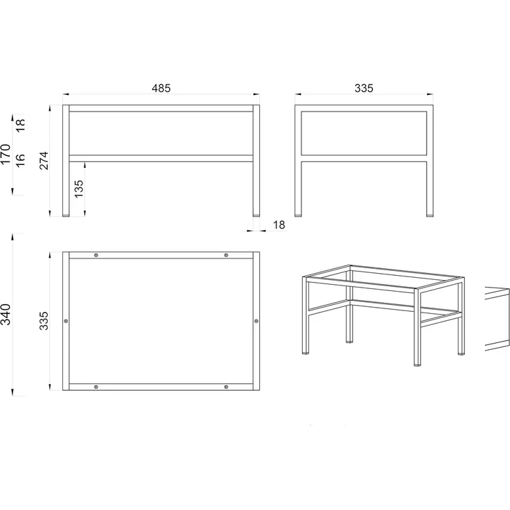 Selsey 'Evo' Nachttisch mit Schublade, greige mit schwarzem Metallgestell, ca. 44 x 50 x 34 cm – Bild 9