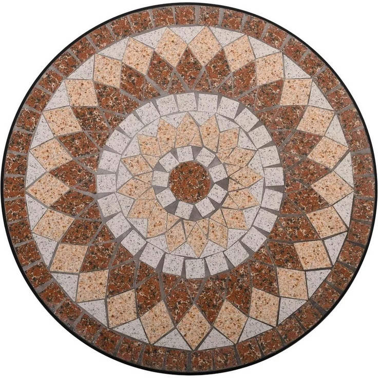 Raburg Gartentisch Mosaiktisch, Balkon- und Terrassentisch, 60 cm Ø, 72 cm hoch, Mayla (rund), liebevolle Handarbeit, Mosaikmuster, schwarzes Metallgestell