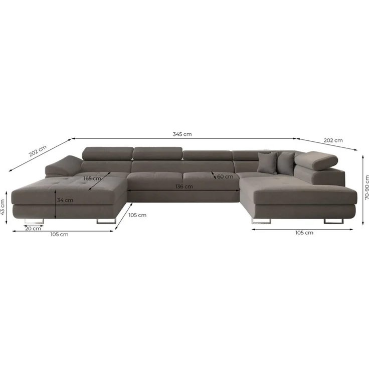 Wohnlandschaft Schlafsofa Sofa CARMELO in Stoff Nova Grün Ottomane Rechts – Bild 3