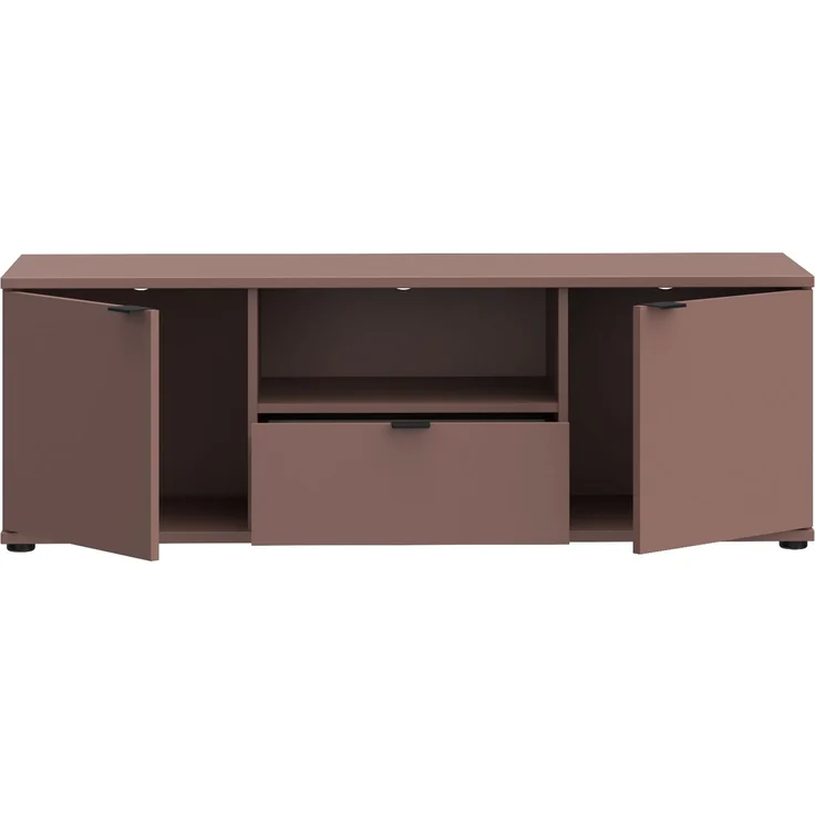 Lowboard >GANYMEDE< 2 Türen, Schublade, Fach, terrakottafarbig - 129,8x43,9x41,3cm (BxHxT) – Bild 3