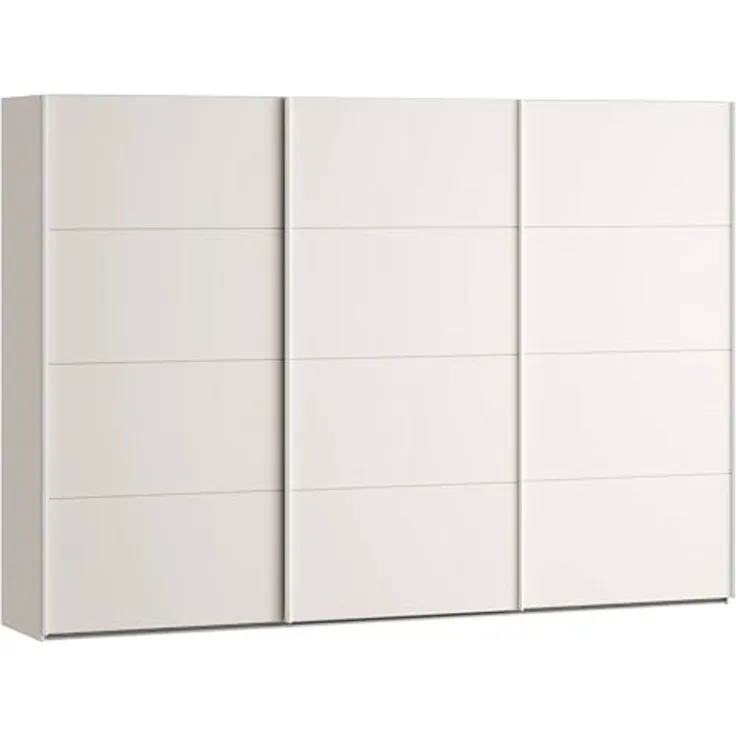Forte SOPHISTISPACE Kleiderschrank 300, moderner Schwebetürenschrank, 3-türig, Einlegeböden, Kleiderstangen, Holzwerkstoff, Kaschmir|Beige, 299,8 cm breit x 210,5 cm hoch x 62,9 cm tief
