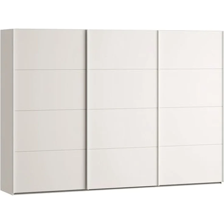 Forte SOPHISTISPACE Kleiderschrank 300, moderner Schwebetürenschrank, 3-türig, Einlegeböden, Kleiderstangen, Holzwerkstoff, Kaschmir|Beige, 299,8 cm breit x 210,5 cm hoch x 62,9 cm tief – Bild 1