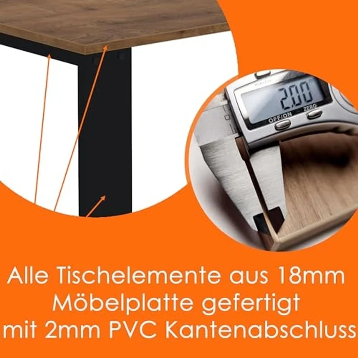 AKKE Esstisch, Esszimmertisch LOFT Schwarze Beinen Küchentisch Bürotisch 2mm-PVC – Bild 6
