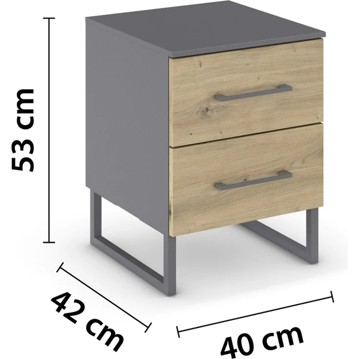Schlafzimmer-Set >Butte< (3-teilig) in grau metallic / Eiche Artisan Dekor – Bild 6