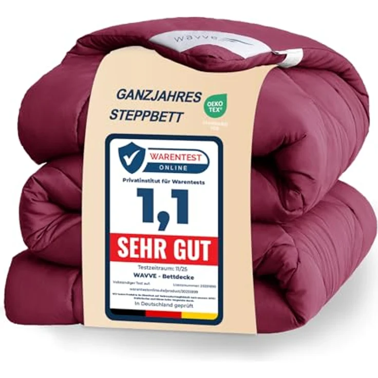 WAVVE Bettdecke 200x200 cm Ganzjahresdecke 4 Jahreszeiten, Steppdecke 300gsm Mikrofaser 200x200cm, Super Weiche Zudecke Schlafdecke Atmungsaktive 200 x 200 Rot – Bild 2