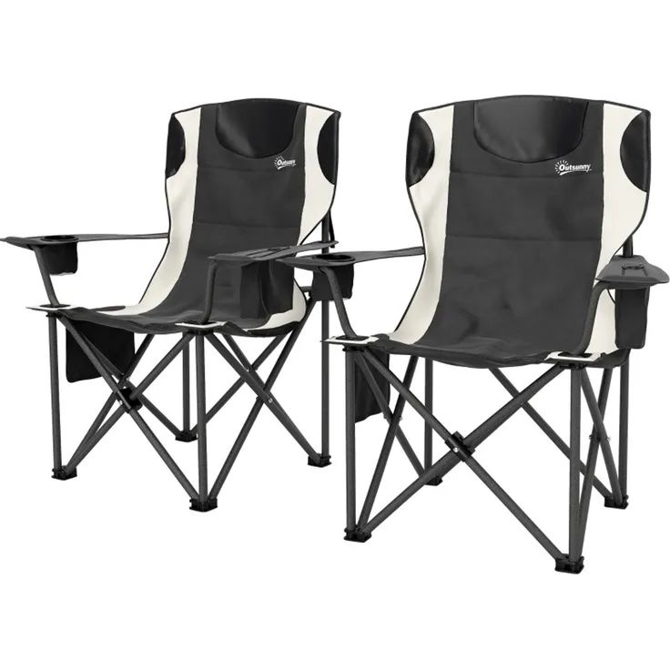 2er-Set Campingstuhl 94 x 62 x 100 cm – klappbar, gepolstert, mit Getränkehalter und Kühltasche