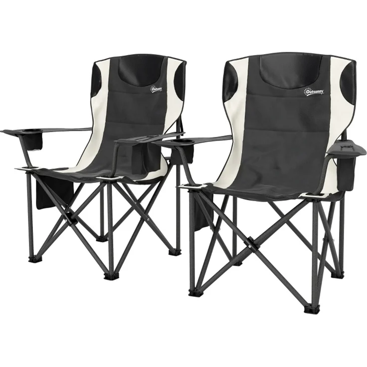 2er-Set Campingstuhl 94 x 62 x 100 cm – klappbar, gepolstert, mit Getränkehalter und Kühltasche – Bild 1