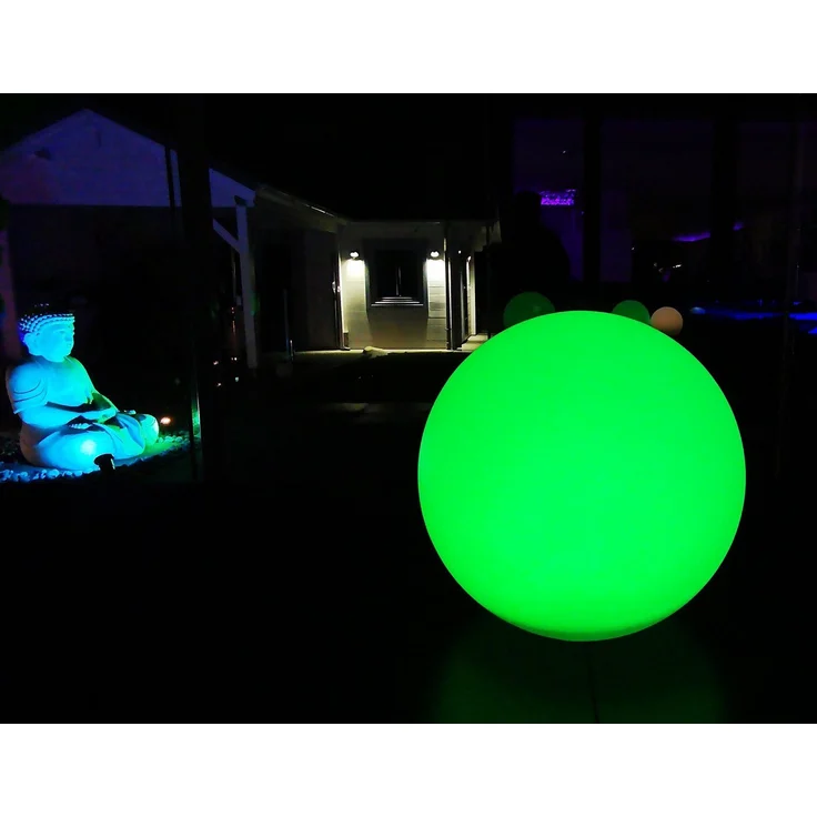 TRANGO LED Kugelleuchte, Farbwechsel, 1er Set SO-003 IP44 LED-Solarleuchte in 30cm Durchmesser Weiß matt mit 3000K warmweiß LED & RGB Farbwechsel LED *SNOWY* Solarkugel Leuchte Leuchtkugel, Außenleuchte, Kugellampe, Gartenleuchte – Bild 4
