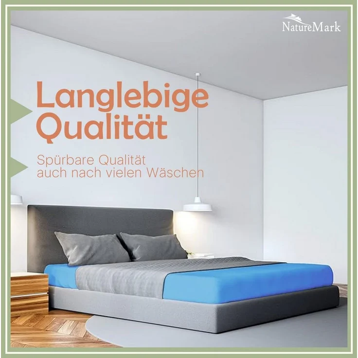 NatureMark - Mikrofaser SPANNBETTLAKEN zum Sparpreis! viele Größen und Farben Markenware (90x200-100x200 cm, türkis) – Bild 4