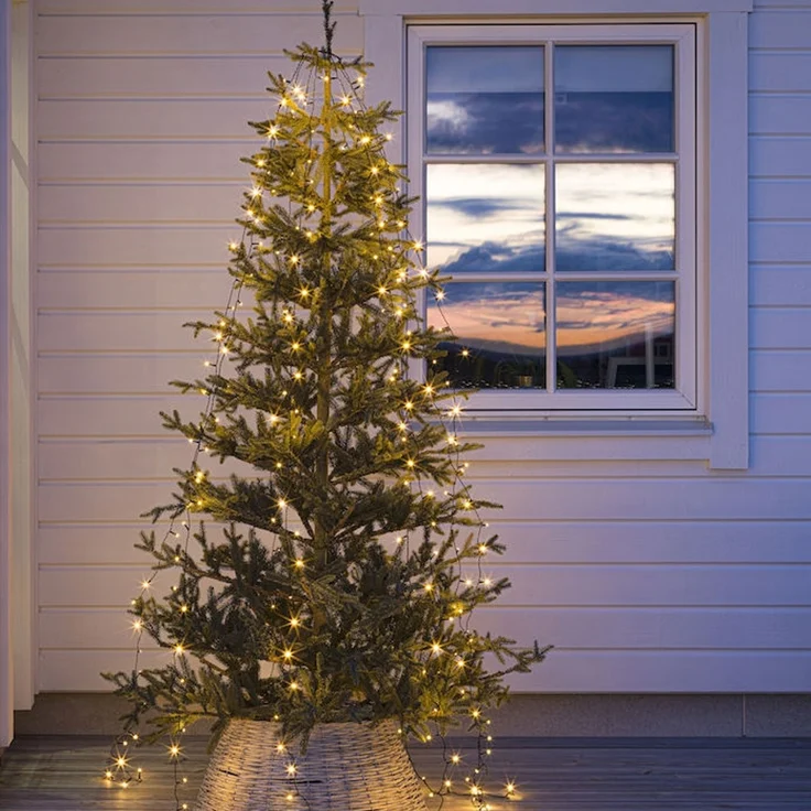 LED Baummantel Lichterkette - 8 Stränge á 30 bernsteinfarbene LED - Timer - L: 2,4m - außen – Bild 2