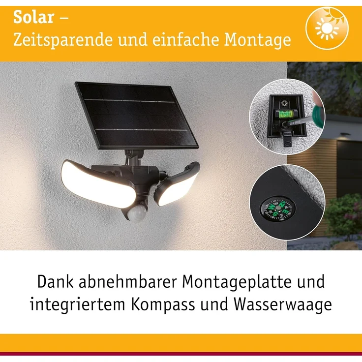 Paulmann 94610 Solar LED Wandfluter Sonlig 2-flammig IP65 3000K Bewegungsmelder – Bild 3