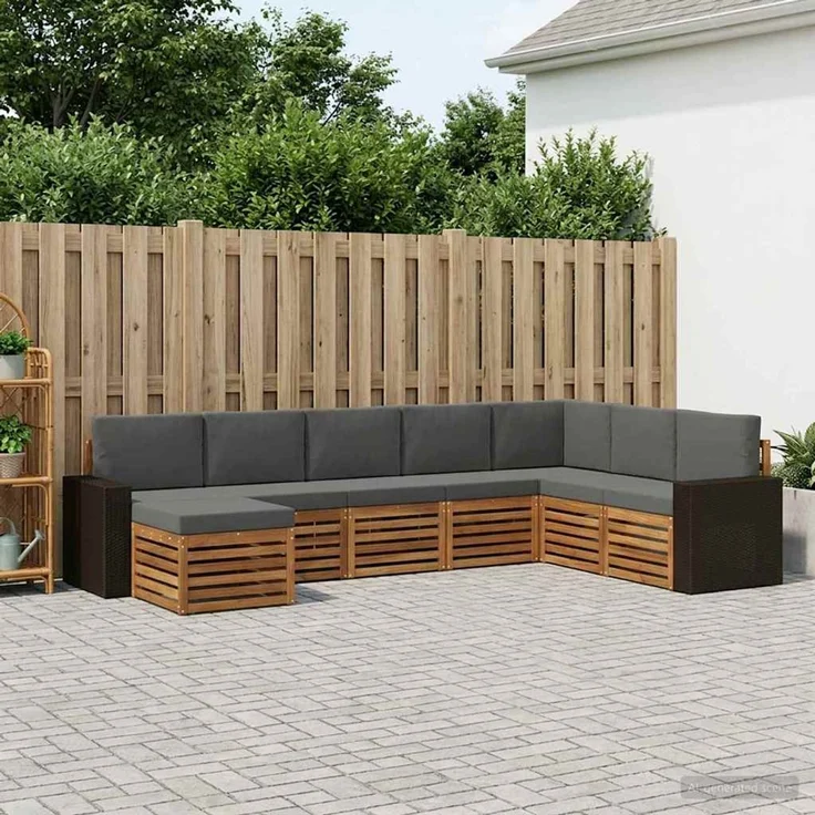 vidaXL Outdoor-Sofagarnitur 8 stk. 8-Sitzer Natur und Anthrazit 3384723 – Bild 1