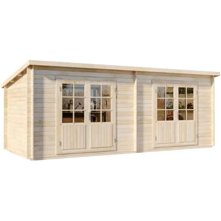 Alpholz Holz Gartenhaus Maria Twin, Natur, 601 x 275 x 220 cm – Bild 1