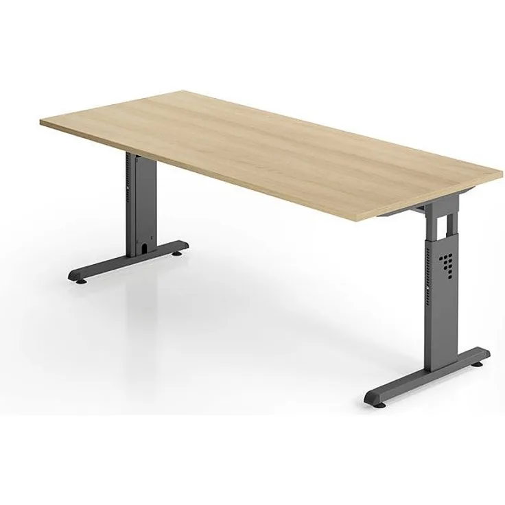 Büro Schreibtisch 180x80 cm Modell OS19 höheneinstellbar E = Eiche-Graphit