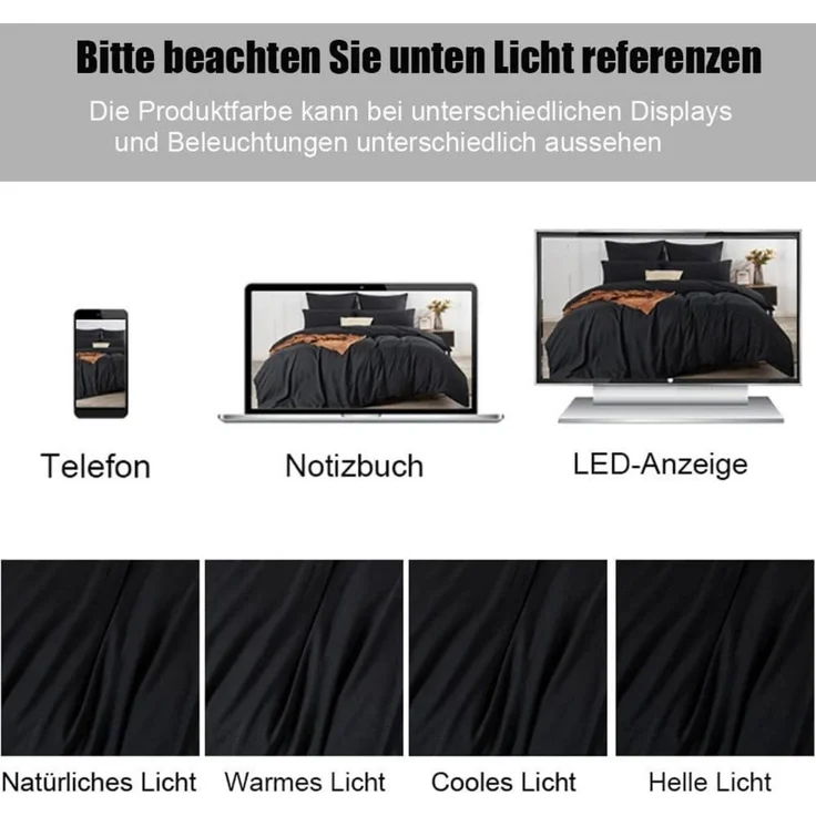Seitenschläferbezug Reißverschluss 40 x 145 cm 2 Stück Schwarz – Bild 7