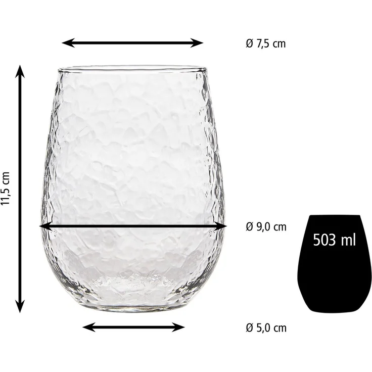 LIBBEY Gläser-Set Libbey Weinglas 12er Set -STEMLESS-, 12-tlg, Glas, 503 ml, hochwertig verarbeitet, im modernen Design – Bild 4