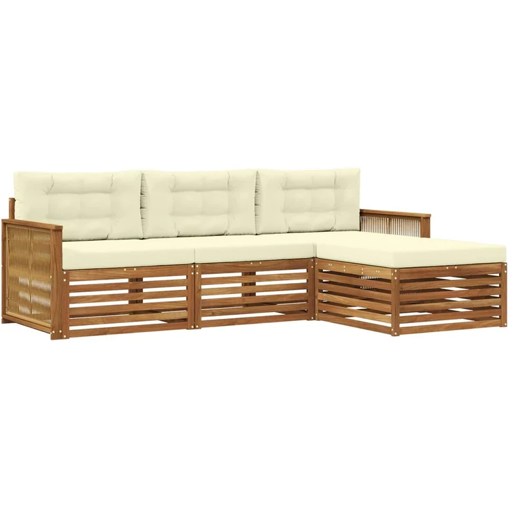vidaXL Outdoor-Sofagarnitur 4 stk. 3-Sitzer Natur und Creme 3383208 – Bild 2