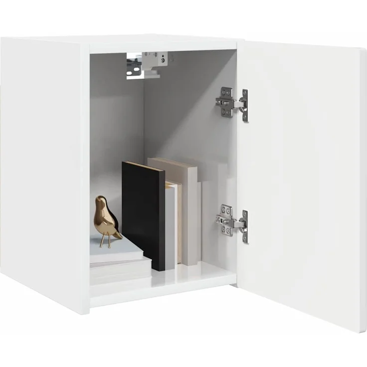2-tlg. TV-Wandschrank, Fernsehschrank Wandmontiert Glänzend Weiß 30 x 31 x 40 cm – Bild 3