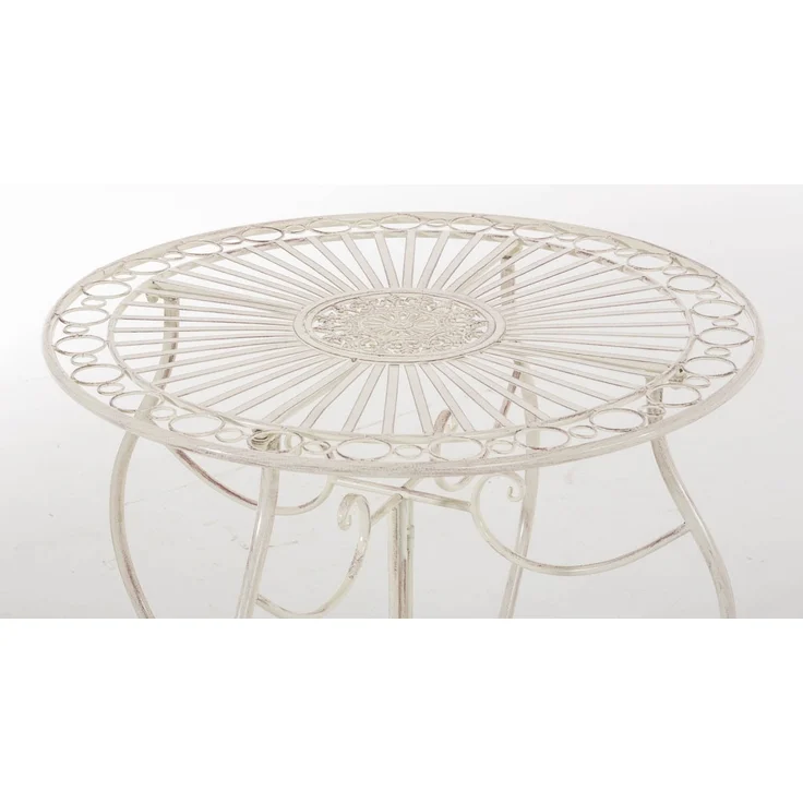 Outdoor Sitzgruppe RIZAR - Metall Antik-creme 42x49x91.5 cm | Gartenmöbelset 2 Personen Metall Vintage Balkonmöbel Set Bistrotisch Terrassenmöbelset – Bild 7