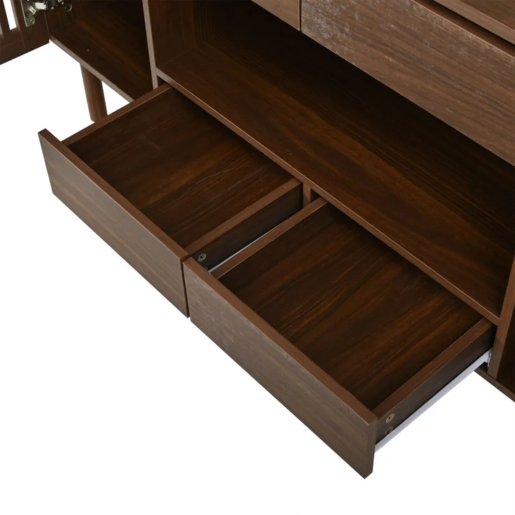 ZUBALIYA Sideboard 140x35x71 cm, mit 4 Schubladen, aus MDF, Walnuss – Bild 23