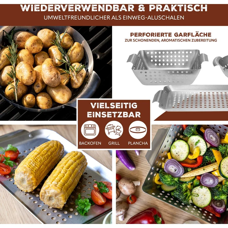 Bremermann Grillplatte 3er Set, Edelstahl Grau – Bild 3