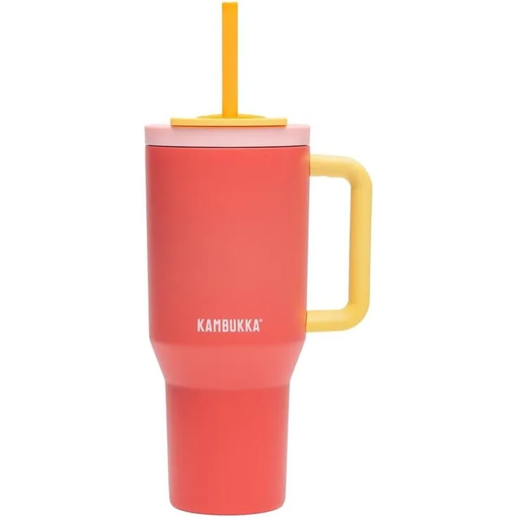 Thermobecher mit teleskopischem Strohhalm Kambukka Rio Tumbler 950 ml Pink Papaya